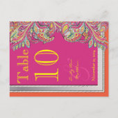 marokkanische Mandarine & Fuchsia Wedding Tischnum Postkarte (Vorderseite)