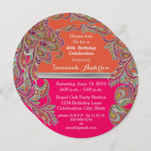 Marokkanische Mandarine-u. heißes Rosa-40. Einladung