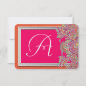 Marokkanische Mandarine und Fuchsia Hochzeitseinla Einladung (Rückseite)