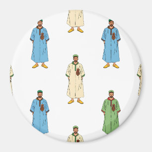 Marokkanische Männer im Djellaba-Muster Magnet