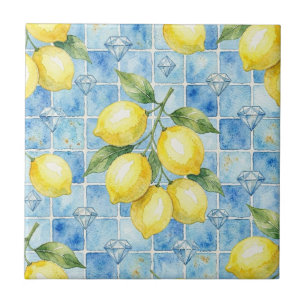 Marokkanische mediterrane Zitronen und Diamanten Fliese
