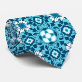 Marokkanische mit Blumenfliese, Indigo, Krawatte (Gerollt)