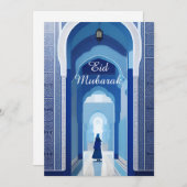 Marokkanische Mosaik-Blaue Moschee Eid Mubarak Fri Einladung (Vorne/Hinten)