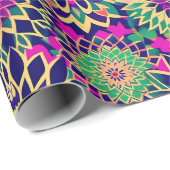 Marokkanische Mosaik boho geometrische Blume Gold  Geschenkpapier (Rolleneckpunkt)