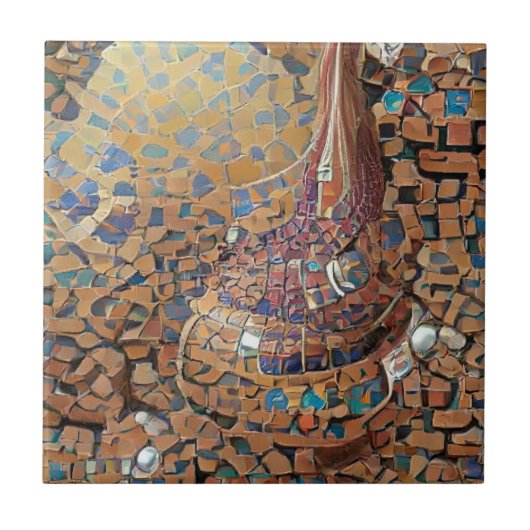 Marokkanische Mosaik-Gelb-braune geometrische Kuns Fliese (Vorderseite)