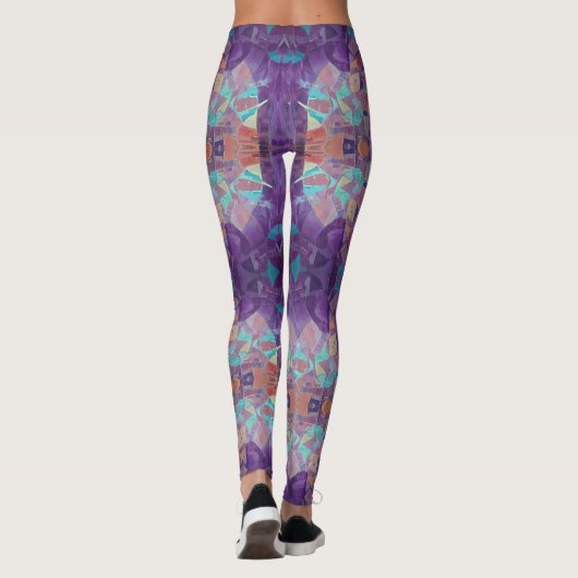 Marokkanische Mosaikkunst lila türkisfarben Leggings (Rückseite)