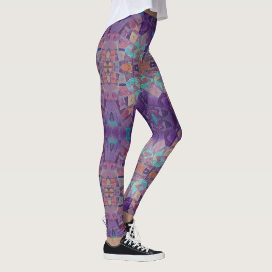 Marokkanische Mosaikkunst lila türkisfarben Leggings (Rechts)