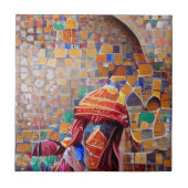 Marokkanische Mosaikkunst mit farbenfroher Urlaubg Fliese (Vorderseite)