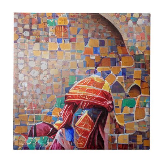 Marokkanische Mosaikkunst mit farbenfroher Urlaubg Fliese (Vorderseite)