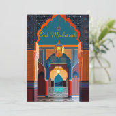Marokkanische Mosaikmoschee Eid Mubarak Einladung (Stehend Vorderseite)