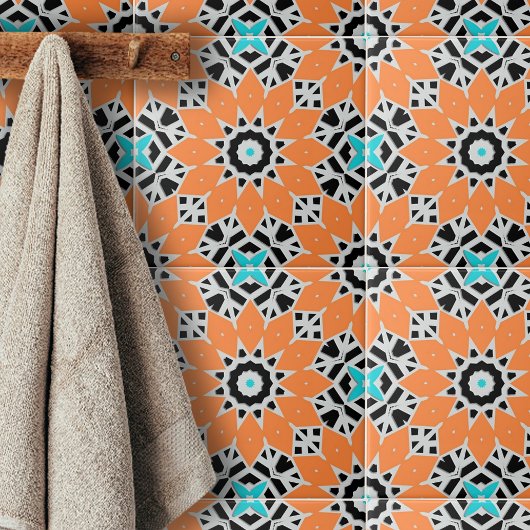 Marokkanische Motive aus weißem schwarzem Türkis Fliese