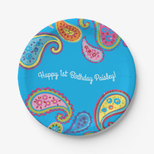 Marokkanische Paisley Niedlich Boho Geburtstagspar Pappteller