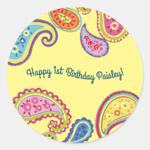 Marokkanische Paisley Niedlich Colorful Birthday P Runder Aufkleber