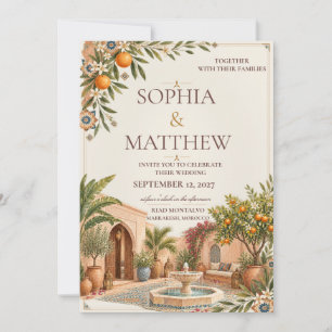 Marokkanische Riad-Hochzeit Elfenbein & Terrakot Einladung