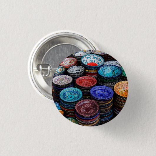 marokkanische Teller auf dem Markt Button (Vorne & Hinten)