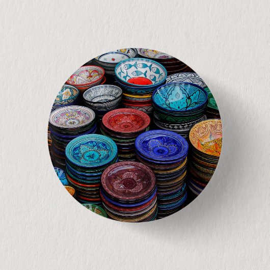marokkanische Teller auf dem Markt Button (Vorderseite)