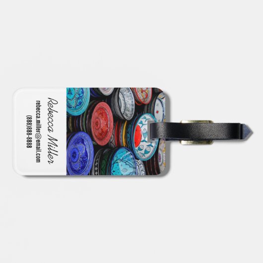 marokkanische Teller auf dem Markt Gepäckanhänger (Rückseite horizontal)