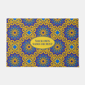 marokkanische Tile in Blau und Gelb mit eigenem Te Fußmatte (Vorderseite)
