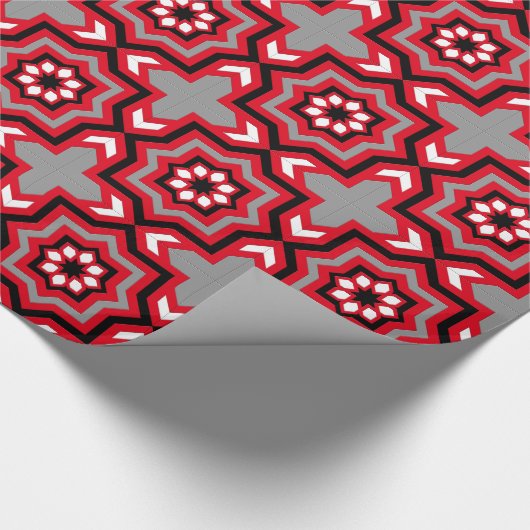 marokkanische Tile, Rot, Grau / Grau, Schwarz und Geschenkpapier (Ecke)