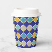 Marokkanische Tile Royal Blue Golden Wedding Pappbecher (Rückseite)