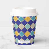 Marokkanische Tile Royal Blue Golden Wedding Pappbecher (Vorderseite)