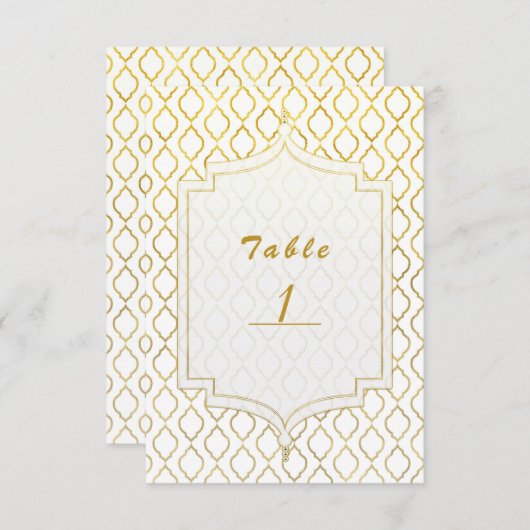 marokkanische Tischnummer des Golden & White Arabi (Vorne/Hinten)