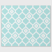 Marokkanische Trellis aqua aquamarin-weiße Monogra Geschenkpapier (Flach)