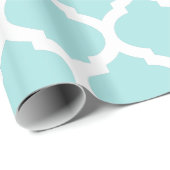 Marokkanische Trellis aqua aquamarin-weiße Monogra Geschenkpapier (Rolleneckpunkt)