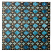Marokkanische Trellis Blue Crystal Textures Fliese (Vorderseite)