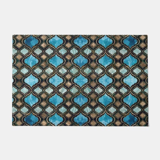 Marokkanische Trellis Blue Crystal Textures Fußmatte (Vorderseite)
