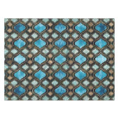 Marokkanische Trellis Blue Crystal Textures Tischdecke (Vorderseite (Horizontal))