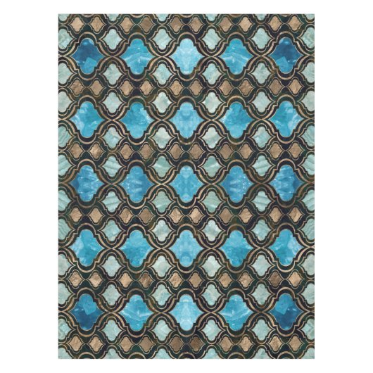 Marokkanische Trellis Blue Crystal Textures Tischdecke (Vorderseite)