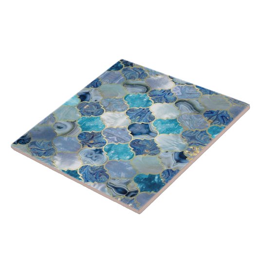Marokkanische Trellis Blue Mineral Textures Fliese (Seite)