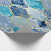 Marokkanische Trellis Blue Mineral Textures Geschenkpapier (Ecke)