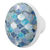 Marokkanische Trellis Blue Mineral Textures Keramikknauf (Rechts)