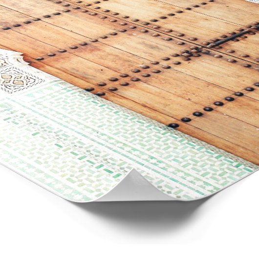 Marokkanische Tür in Weiß und Terracotta Poster (Ecke)