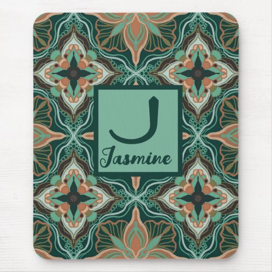 Marokkanische Wasserfarbe Aquamarine Blüte Persona Mousepad (Vorne)