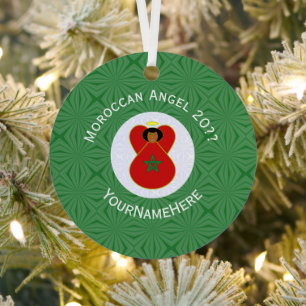 Marokkanische Weihnachts-Engelsflagge personalisie Ornament Aus Metall