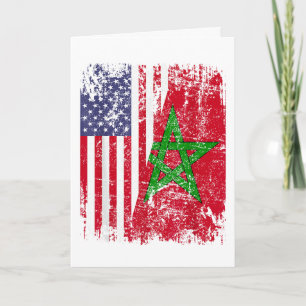 MAROKKANISCHE WURZELN Halbe amerikanische Flagge Karte