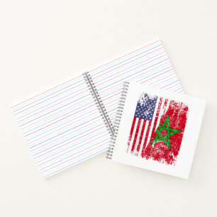MAROKKANISCHE WURZELN Halbe amerikanische Flagge Notizblock