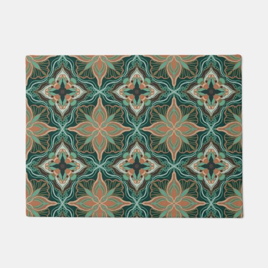 Marokkanischer Aquamariner Blumenstrauß Fußmatte (Vorderseite)