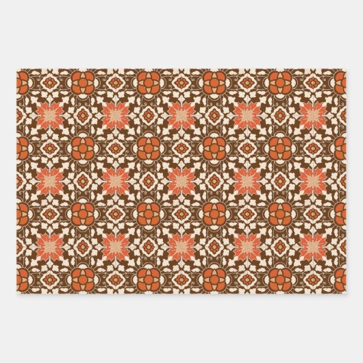 marokkanischer Blumenstrauß, Rot/Zurück, Blau, Ros Geschenkpapier Set (Vorderseite 3)