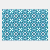 marokkanischer Blumenstrauß, Rot/Zurück, Blau, Ros Geschenkpapier Set (Vorderseite 2)