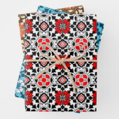 marokkanischer Blumenstrauß, Rot/Zurück, Blau, Ros Geschenkpapier Set (Beispiel)