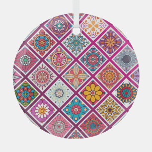 marokkanischer Bohemisch Mandala Tiles Ornament Aus Glas