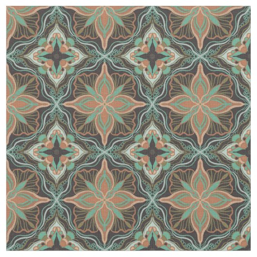 Marokkanischer Brauner Blumenstrauß Stoff (Nahaufnahme)