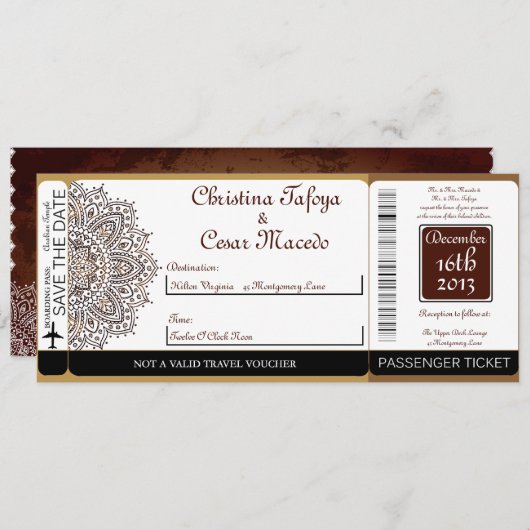 Marokkanischer Brauner Boarding Einladung (Vorne/Hinten)