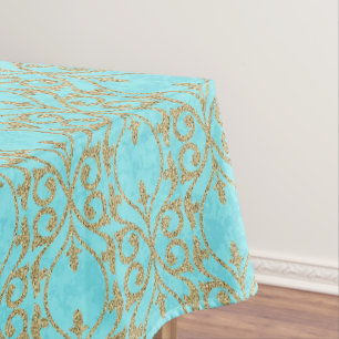 Marokkanischer Druck blühen Türkisaquagold Tischdecke
