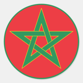Marokkanischer Flaggenrundkleber. Runder Aufkleber
