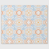 marokkanischer Fliesenboden in blau-orangefarbenem Geschenkpapier (Flach)